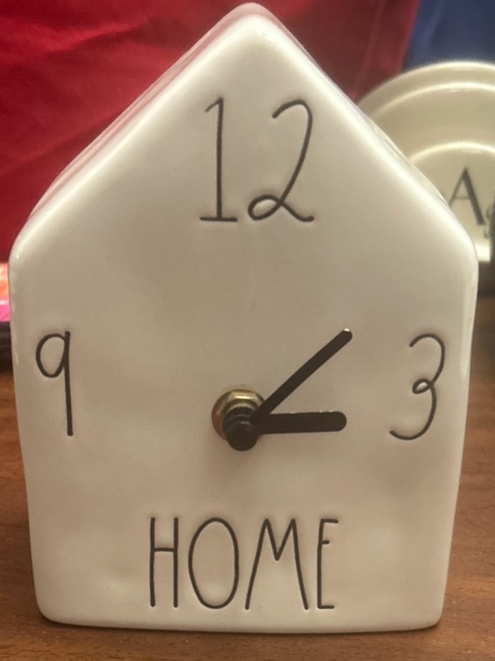 Rae Dunn Clock HOME White Ceramic House By Magenta Artisan Collection Working!